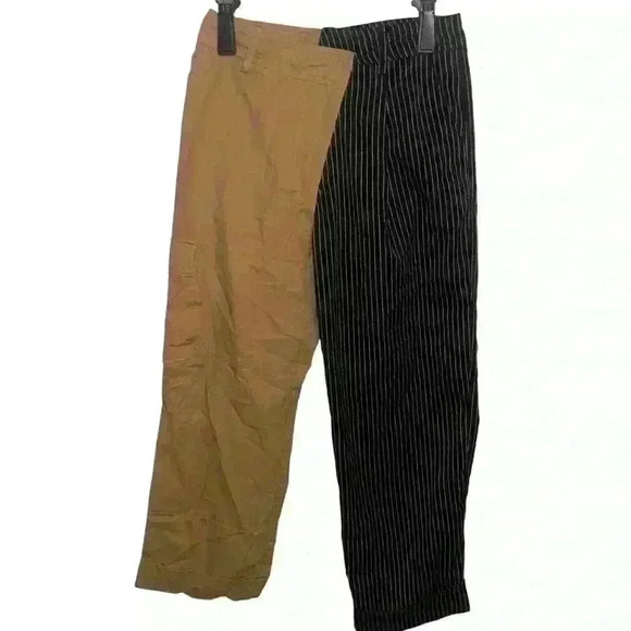 Choosy Women’s Two-Toned Split Pinstripe Khaki Day And Night Pants Size 4 - Picture 2 of 4